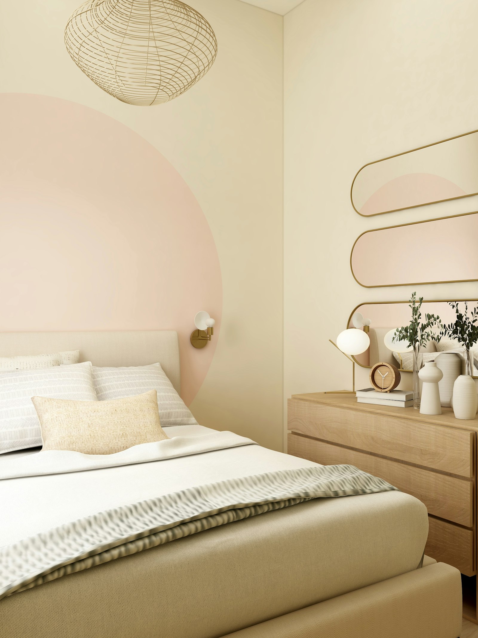 A bright, self-contained apartment with crisp white bedding and soft natural light